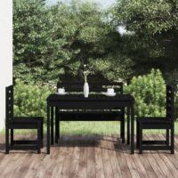 4-cz. zestaw mebli ogrodowych, czarny, lite drewno sosnowe