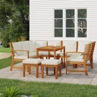 9-cz zestaw mebli ogrodowych z poduszkami, lite drewno akacjowe