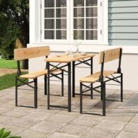 3-cz. zestaw składanych mebli biesiadnych, lite drewno jodłowe