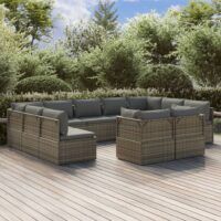 11-cz. zestaw wypoczynkowy do ogrodu, poduszki, szary rattan PE