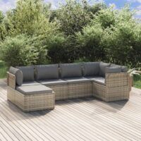 6-cz. zestaw wypoczynkowy do ogrodu, poduszki, szary, rattan PE