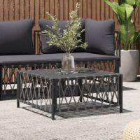 Stolik ogrodowy, antracytowy, 70x70x34 cm, plecionka