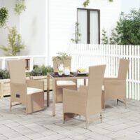 5-cz. zestaw mebli ogrodowych z poduszkami, beżowy, polirattan
