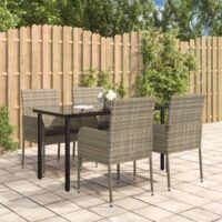 5-cz. zestaw mebli ogrodowych, poduszki, czarno-szary rattan PE