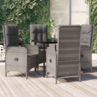 5-cz. zestaw mebli ogrodowych, poduszki, czarno-szary rattan PE