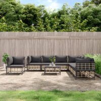9-cz. zestaw wypoczynkowy do ogrodu, z poduszkami, antracytowy