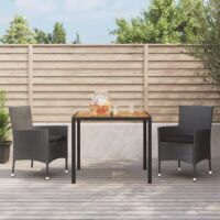 3-cz. zestaw mebli ogrodowych z poduszkami, czarny, rattan PE