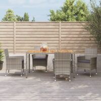 5-cz. zestaw mebli ogrodowych z poduszkami, szary, rattan PE