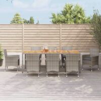 9-cz. zestaw mebli ogrodowych z poduszkami, szary, rattan PE