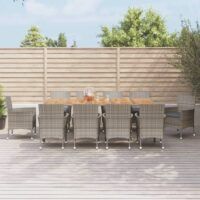 11-cz. zestaw mebli do ogrodu, z poduszkami, szary rattan PE