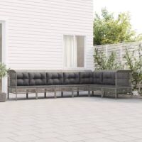 7-cz. zestaw wypoczynkowy do ogrodu, poduszki, szary, rattan PE