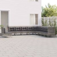 11-cz. zestaw wypoczynkowy do ogrodu, poduszki, szary rattan PE