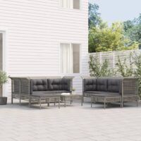 9-cz. zestaw wypoczynkowy do ogrodu, poduszki, rattan PE, szary