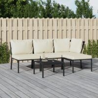 5-cz. zestaw wypoczynkowy do ogrodu, piaskowe poduszki, stal