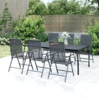 7-częściowy zestaw mebli ogrodowych, antracytowy, stal