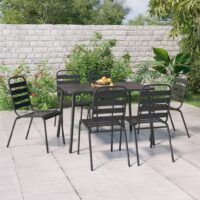 7-częściowy zestaw mebli ogrodowych, antracytowy, stal